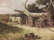 James holland,r.w.s Countryfolk logging (mk37) oil painting